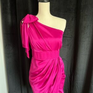 Cache Fuchsia One-Shoulder Dress